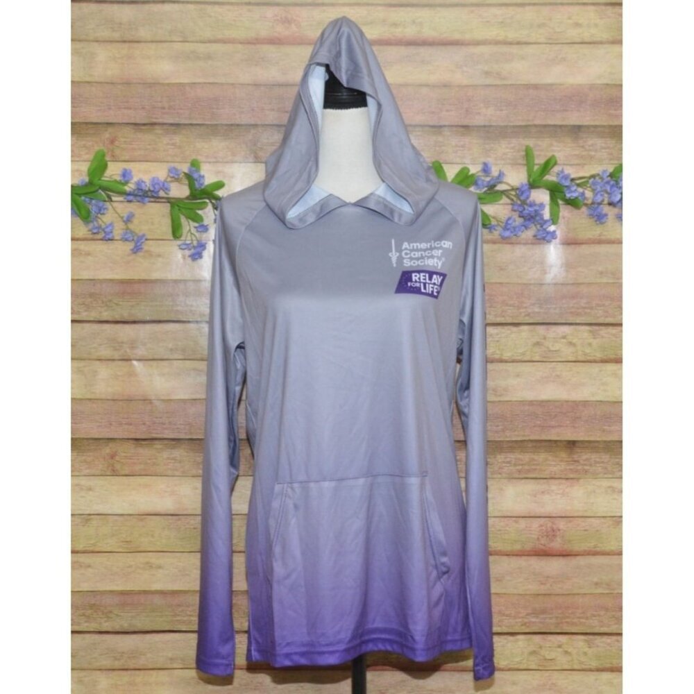 American Cancer Society Relay For Life Unisex M Purple Ombre Hooded Sweatshirt